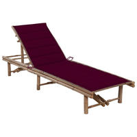 GARTEN-SONNENLIEGE mit Auflage Bambus - Rot, Holz (65/87/200cm) - furnicato