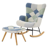 SCHAUKELESESSEL mit Hocker Stoff Patchwork gepolstert 110kg - Multicolor, Textil (122/91/68cm) - FLIEKS