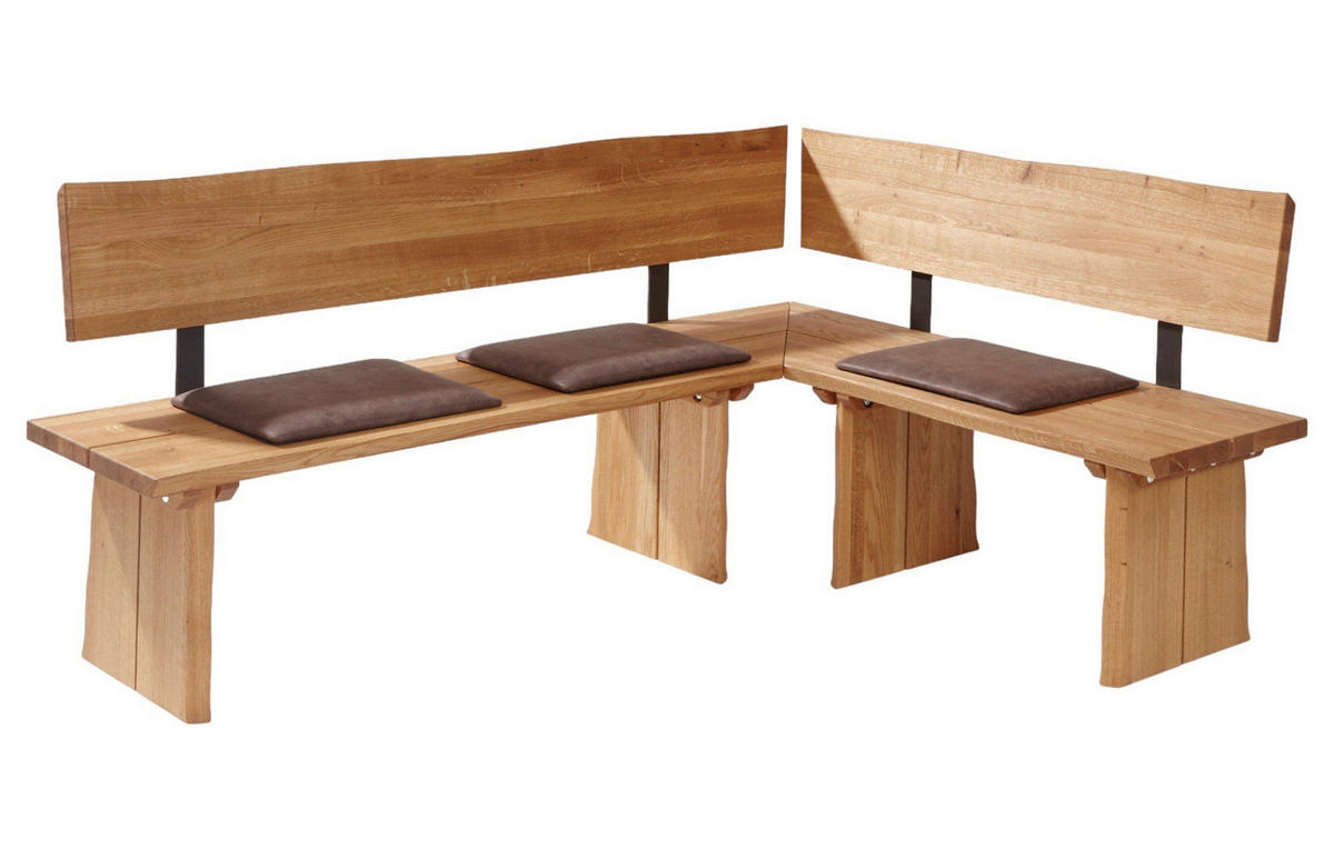 ECKBANKGRUPPE Dalila aus Massivholz Wildeiche geölt Polster Braun - Braun, Holz (203/1/153cm) - 58aufmkessel