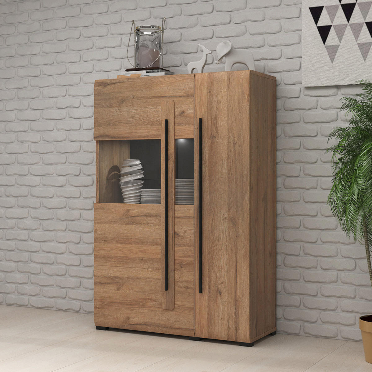OMARA ZA POSODO Louis Les - rjava, leseni material (90/136/39cm) - Petits-meubles