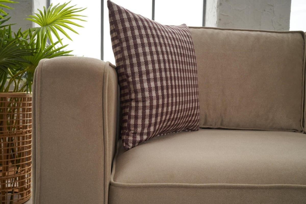 ECKSOFA schlichte Eleganz, lose Rückenkissen - Beige/Schwarz, Holz/Buchenholz (258/258cm) - myHomelando