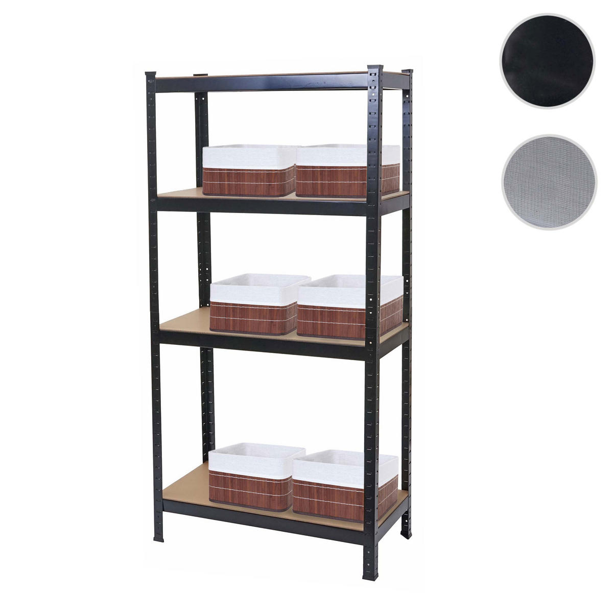 SCHWERLASTREGAL MIT KORB Schwarz, Braun - Schwarz/Braun, Metall (80/160/40cm) - MCW