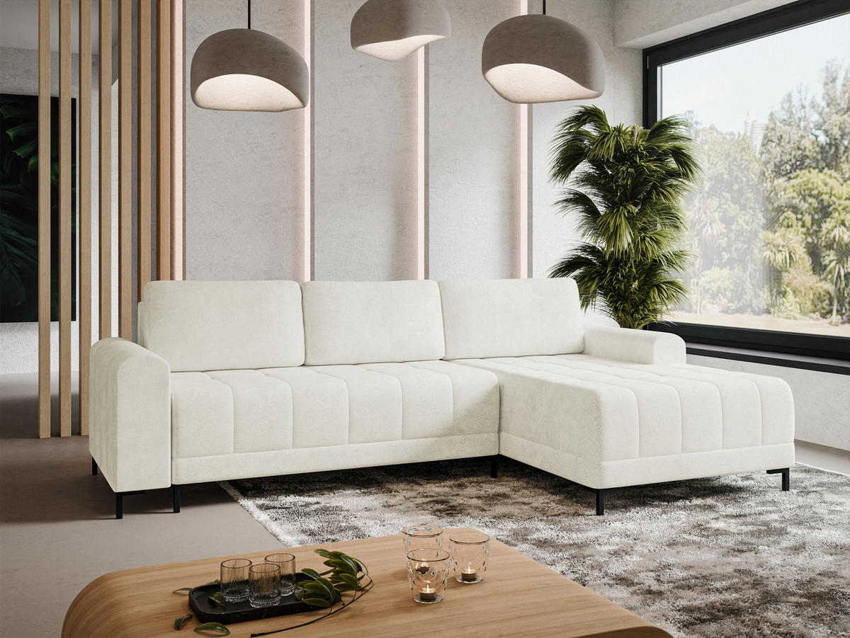 ECKSOFA Aris L, Seite: Rechts - Creme/Schwarz, Holz/Textil (258/168cm) - MIRJAN24