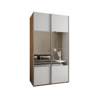 SCHWEBETÜRENSCHRANK 245,5/140/64 2-türig - Silberfarben/Weiß, Holz/Metall (140/245/64cm) - Abiks Möbel