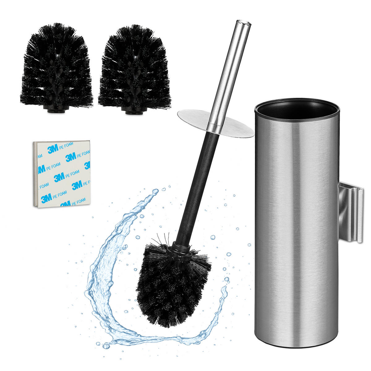 TOALETNA ščetka - srebrne barve, kovina/umetna masa (9/36.5/11cm) - Relaxdays