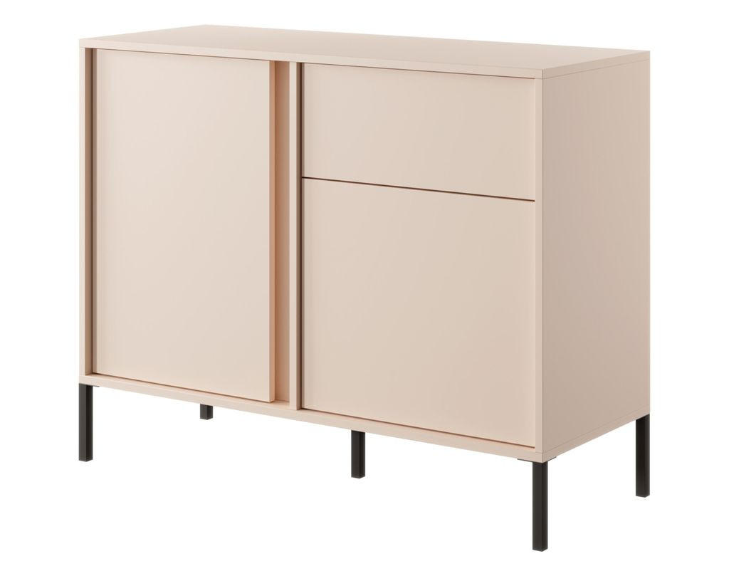 SIDEBOARD Piemontesia 2T 1S Beige 103,3/81,4/39,5 cm – mit Push-to-Open-Funktion - Beige/Schwarz, Holzwerkstoff/Metall (103.3/81.4/39.5cm) - AX Living