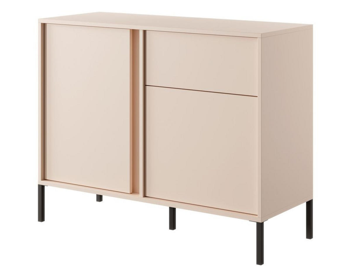 SIDEBOARD Piemontesia 2T 1S Beige 103,3/81,4/39,5 cm – mit Push-to-Open-Funktion - Beige/Schwarz, Holzwerkstoff/Metall (103.3/81.4/39.5cm) - AX Living