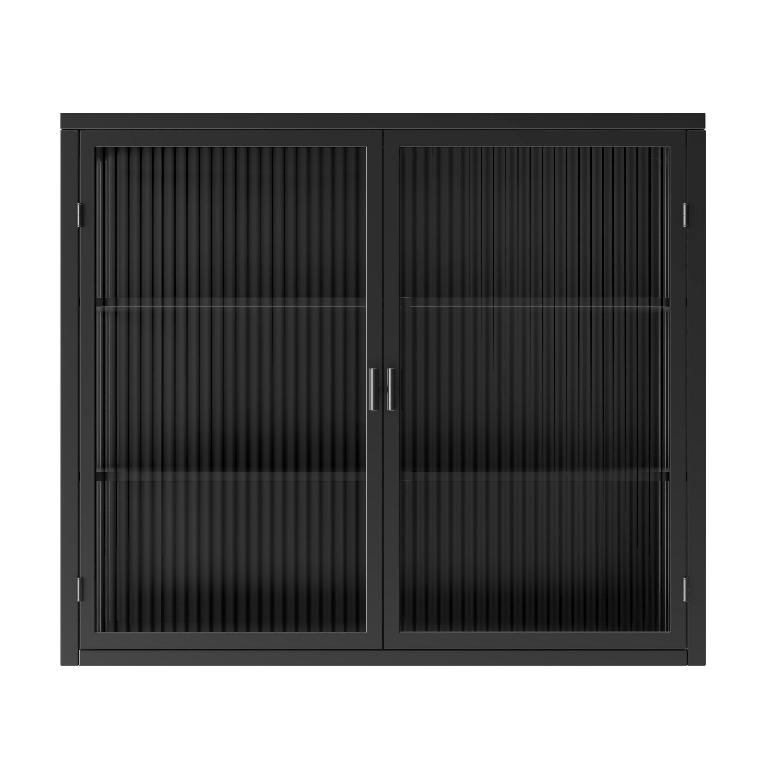 BAD-WANDSCHRANK Schwarz, 2 Glastüren & 3 Ablagen, 70 x 23 x 60 cm - Schwarz, Metall (70/60/23cm) - Urban Meuble