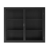 BAD-WANDSCHRANK Schwarz, 2 Glastüren & 3 Ablagen, 70 x 23 x 60 cm - Schwarz, Metall (70/60/23cm) - Urban Meuble