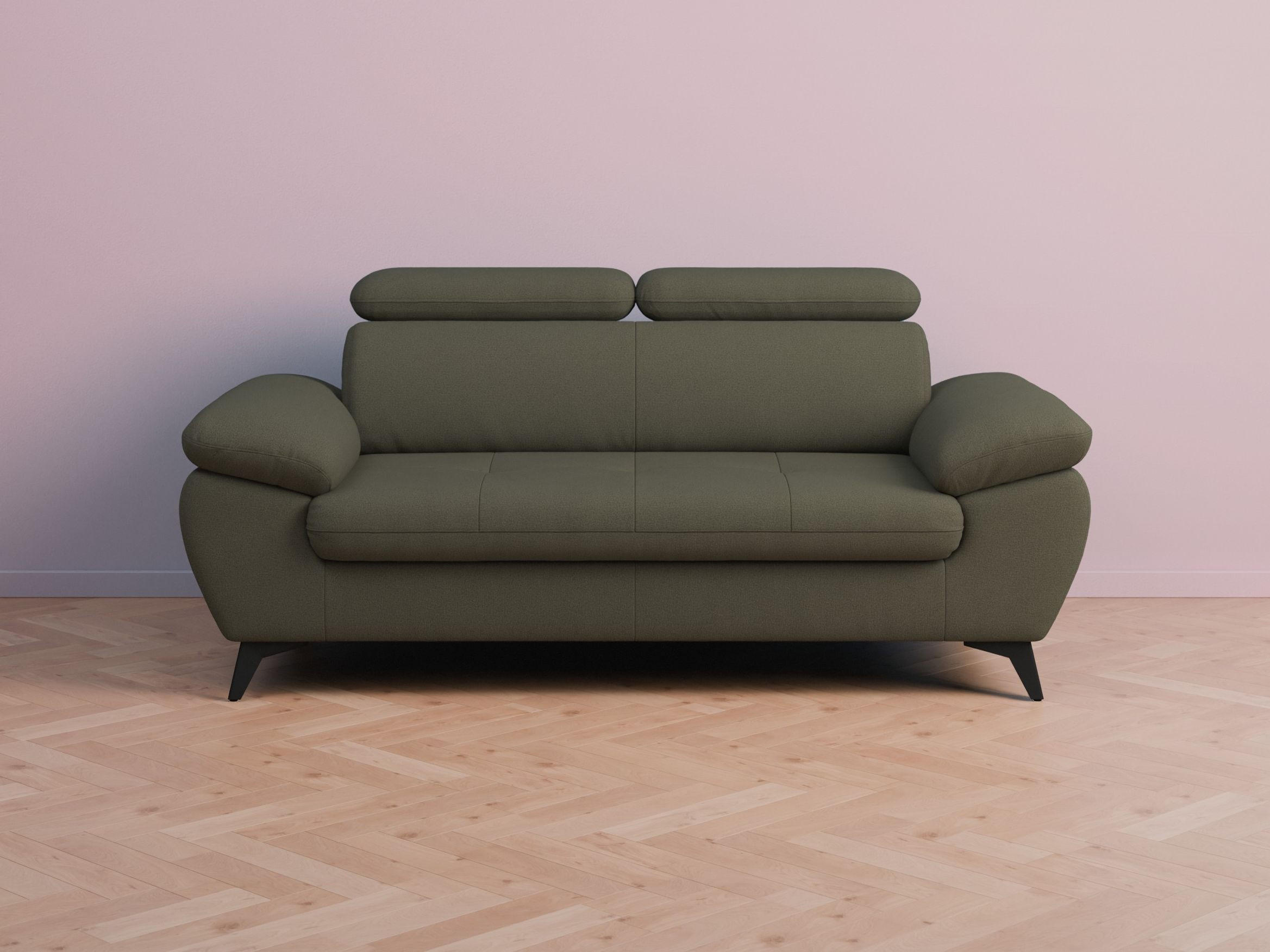 2,5-SITZER Karlstad Flachgewebe Grün verstell. Kopfstützen B 194 cm - Jadegrün, Kunststoff/Textil (194/84/100cm) - foamnova