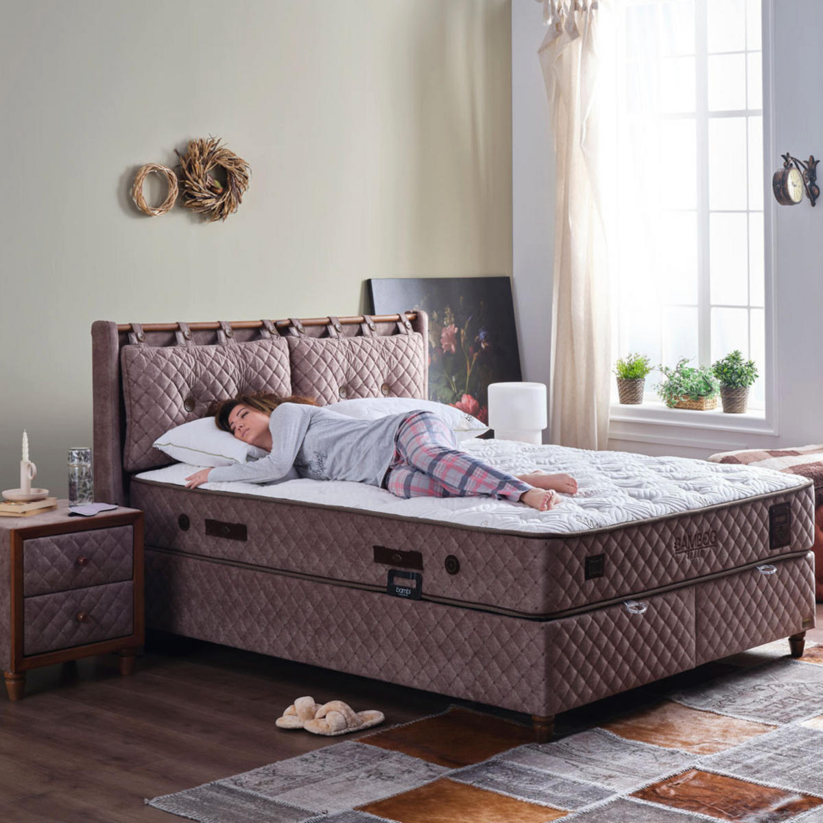 BOXBETT Bamboo Sleep 180x200 - Grau, Holz/Metall (180/200cm) - Bambi