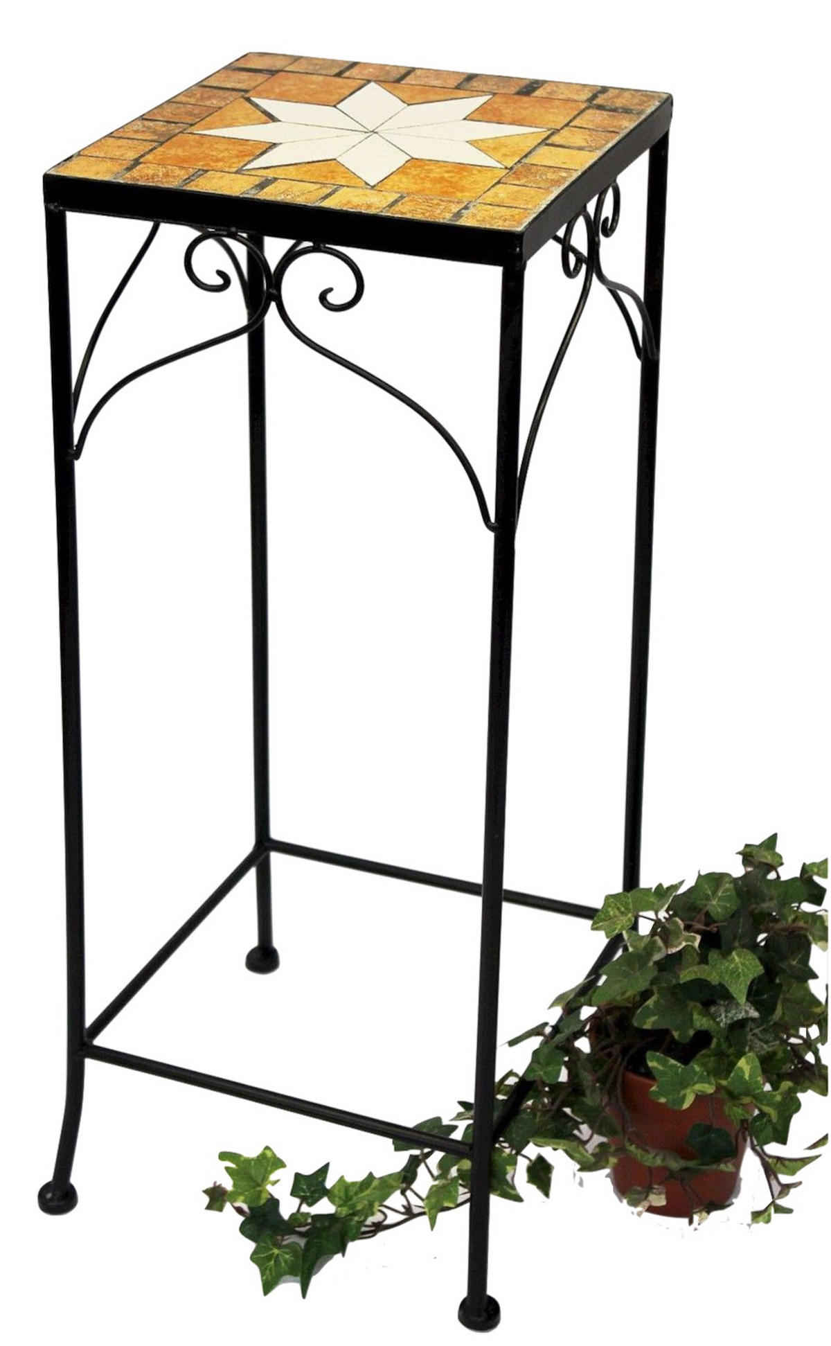BLUMENHOCKER Metall Mosaik Eckig 62 cm 12012 L - Schwarz, Metall (24/62/24cm) - DanDiBo