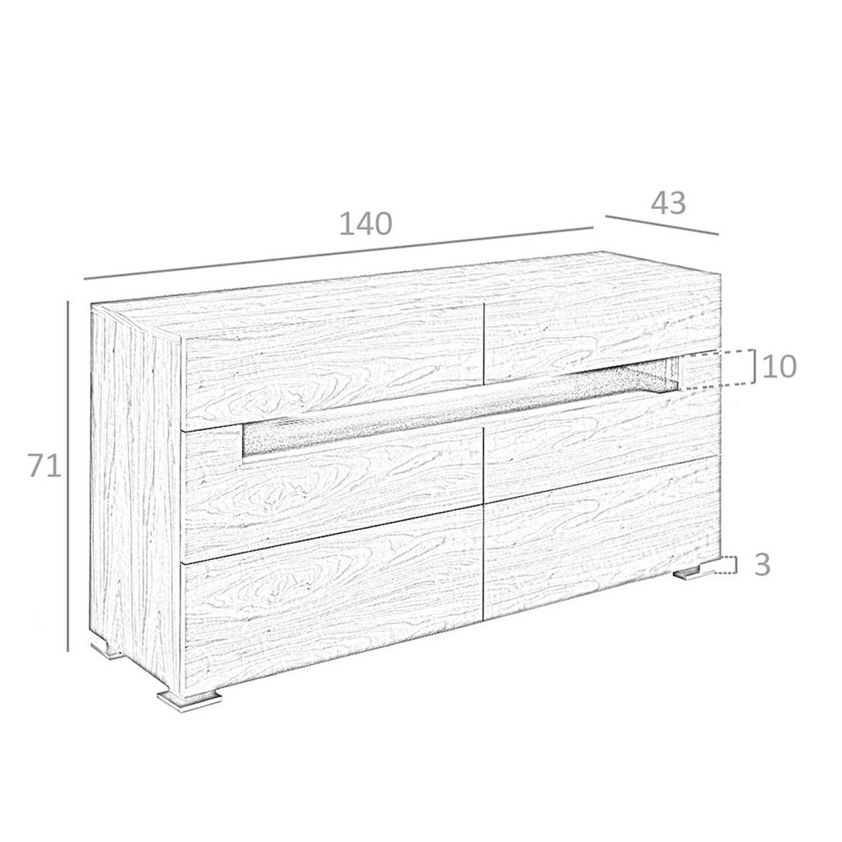 SIDEBOARD Sideboard Nussbaum und polierter Stahl mit Innenbeleuchtung 140/43/71 cm - Edelstahlfarben/Walnussfarben, Holz/Metall (140/71/43cm) - ANGEL CERDA