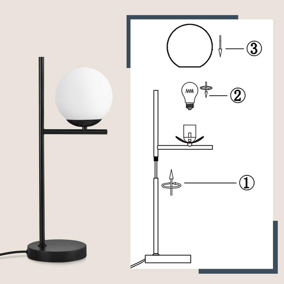 TISCHLAMPE Zara 26/21/30 cm - Schwarz, Metall (26/21/30cm) - ZMH