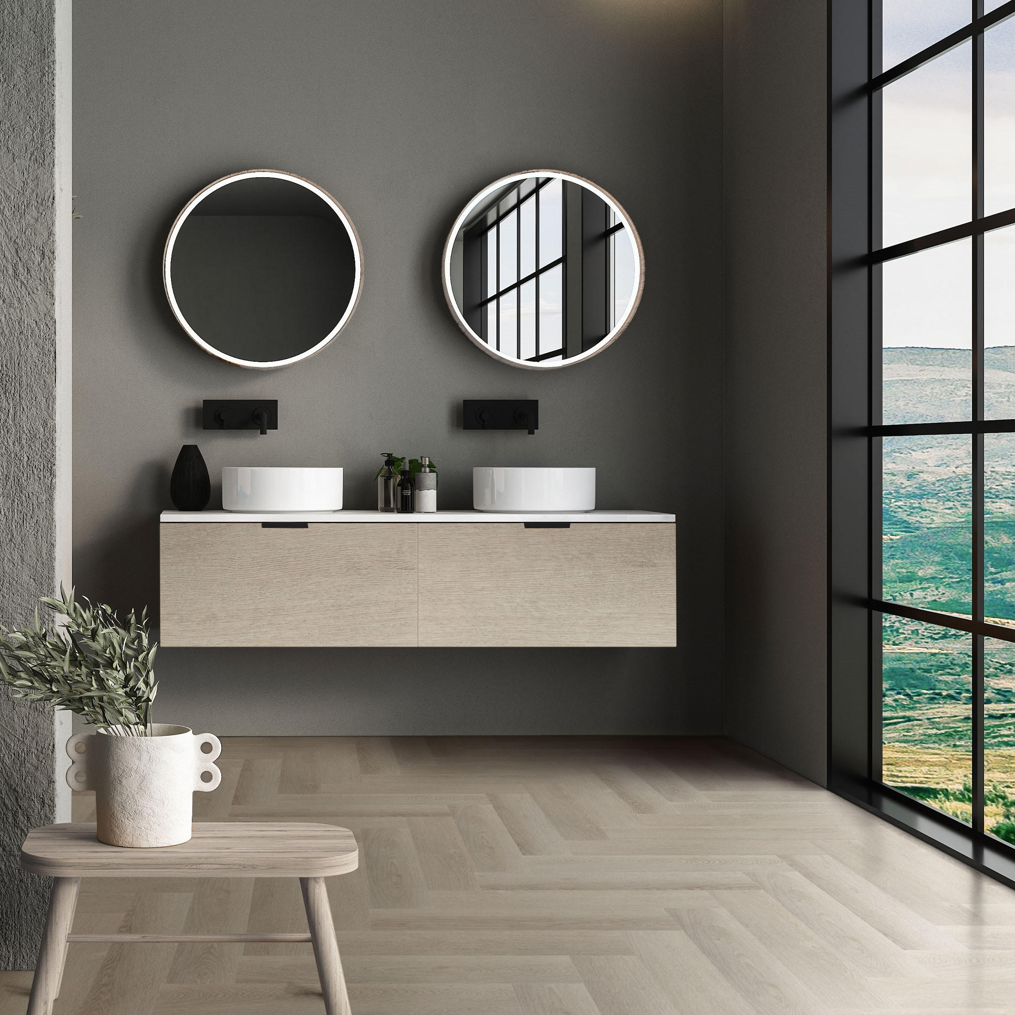VINYLBODEN Click 1,56m²/20 Dielen Fischgrät Eiche Hell - Braun, Kunststoff (61.5/12.8/0.42cm) - ML-DESIGN
