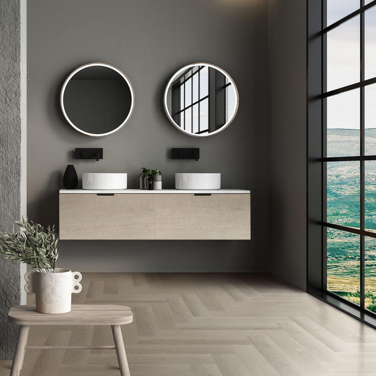 VINYLBODEN Click 1,56m²/20 Dielen Fischgrät Eiche Hell - Braun, Kunststoff (61.5/12.8/0.42cm) - ML-DESIGN
