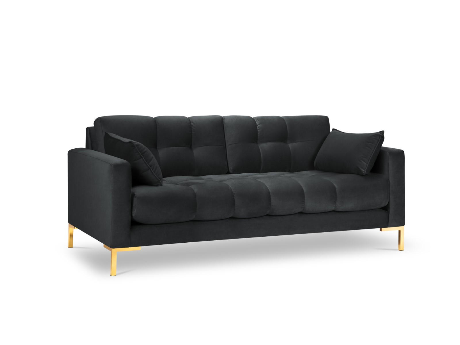 SOFA Mamaia aus Samt dunkelgrau 2 Sitzplätze - Dunkelgrau, Textil (92/75/152cm) - Micadoni