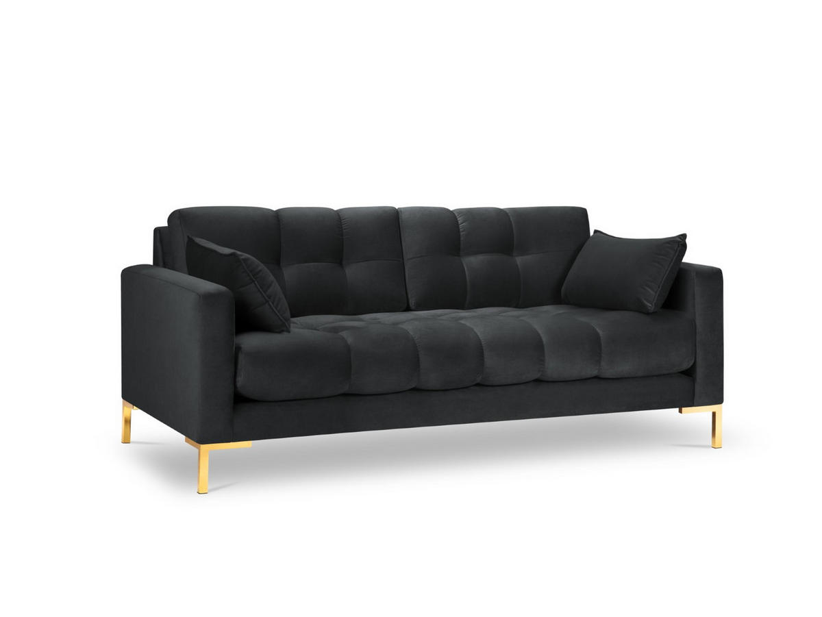 SOFA Mamaia aus Samt dunkelgrau 2 Sitzplätze - Dunkelgrau, Textil (92/75/152cm) - Micadoni