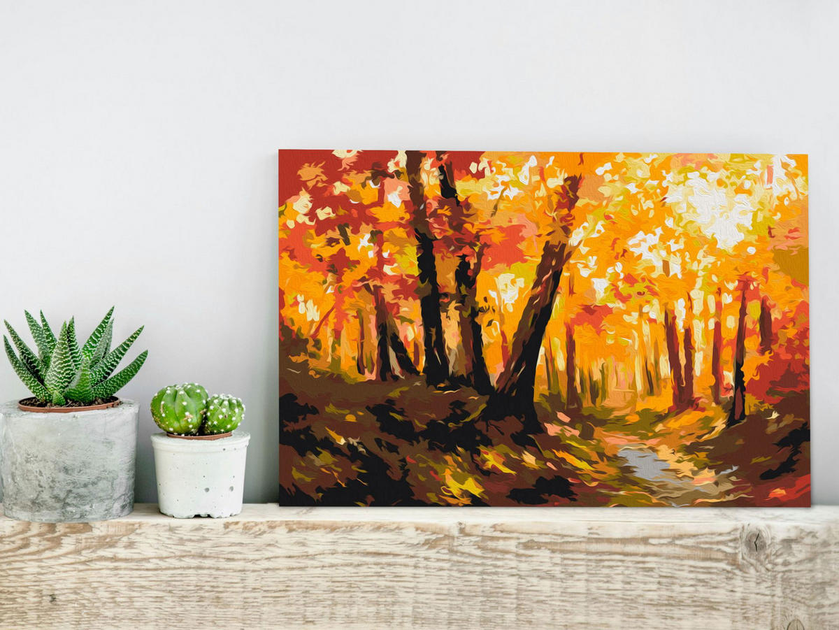 MALEN NACH ZAHLEN 50/40 cm - Braun/Orange, Textil (1.4/40cm) - KUNSTLOFT