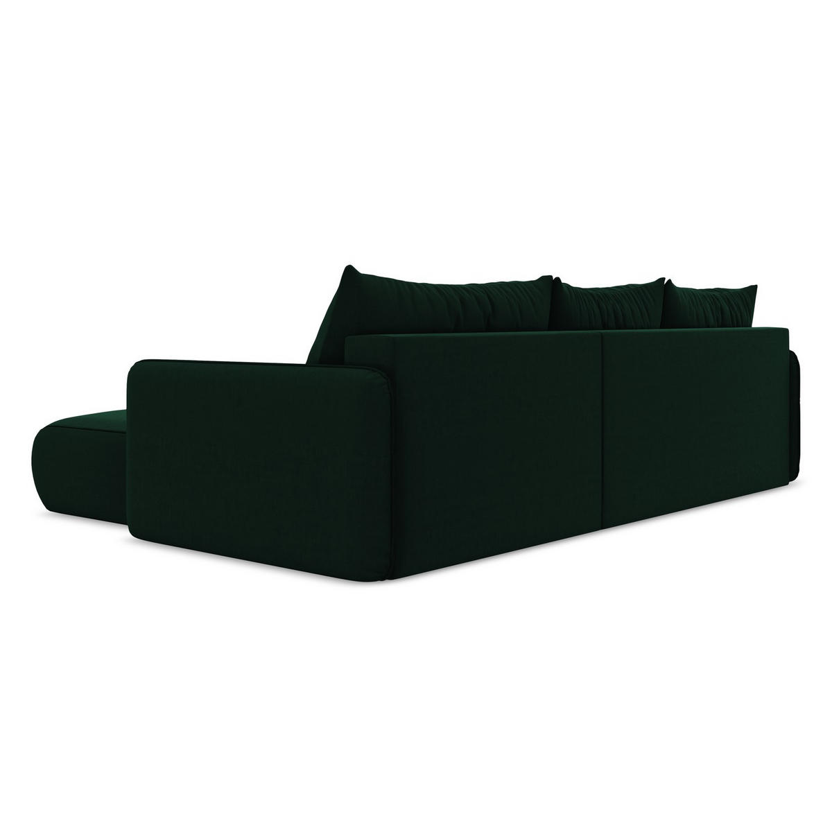 ECKSOFA mit Schlaffunktion Samt Stoff Grün - Dunkelgrün/Schwarz, Kunststoff/Textil (240/148cm) - LaMiaSofa