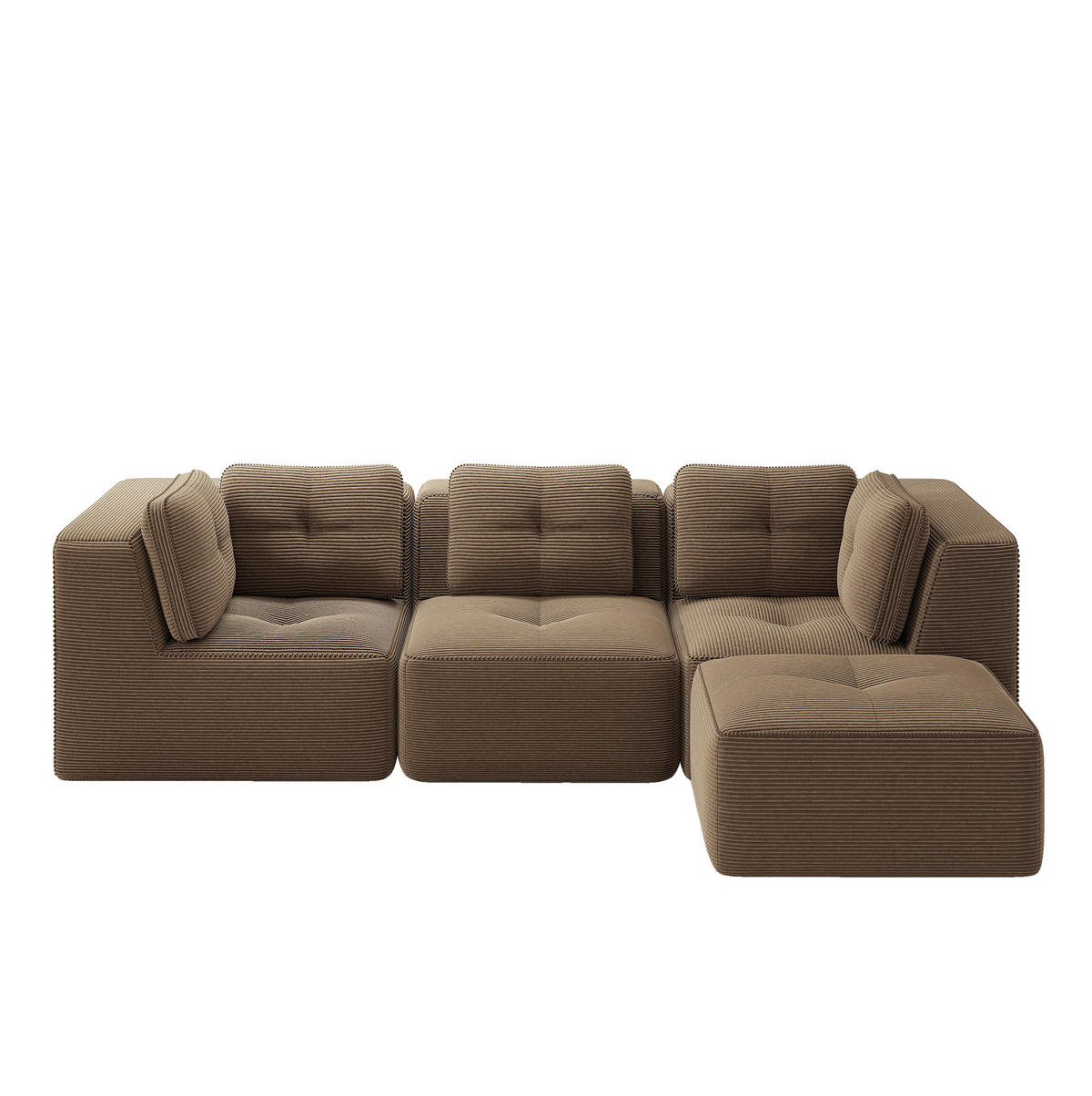 ECKSOFA 297/177/69 cm braun aus Cord mit modularem Design und ohne Aufbau - Braun, Textil (177/297cm) - OKWISH