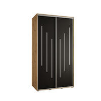 SCHWEBETÜRENSCHRANK 235,2/140/45 2-türig - Silberfarben/Schwarz, Holz/Metall (140/235/45cm) - Abiks Möbel