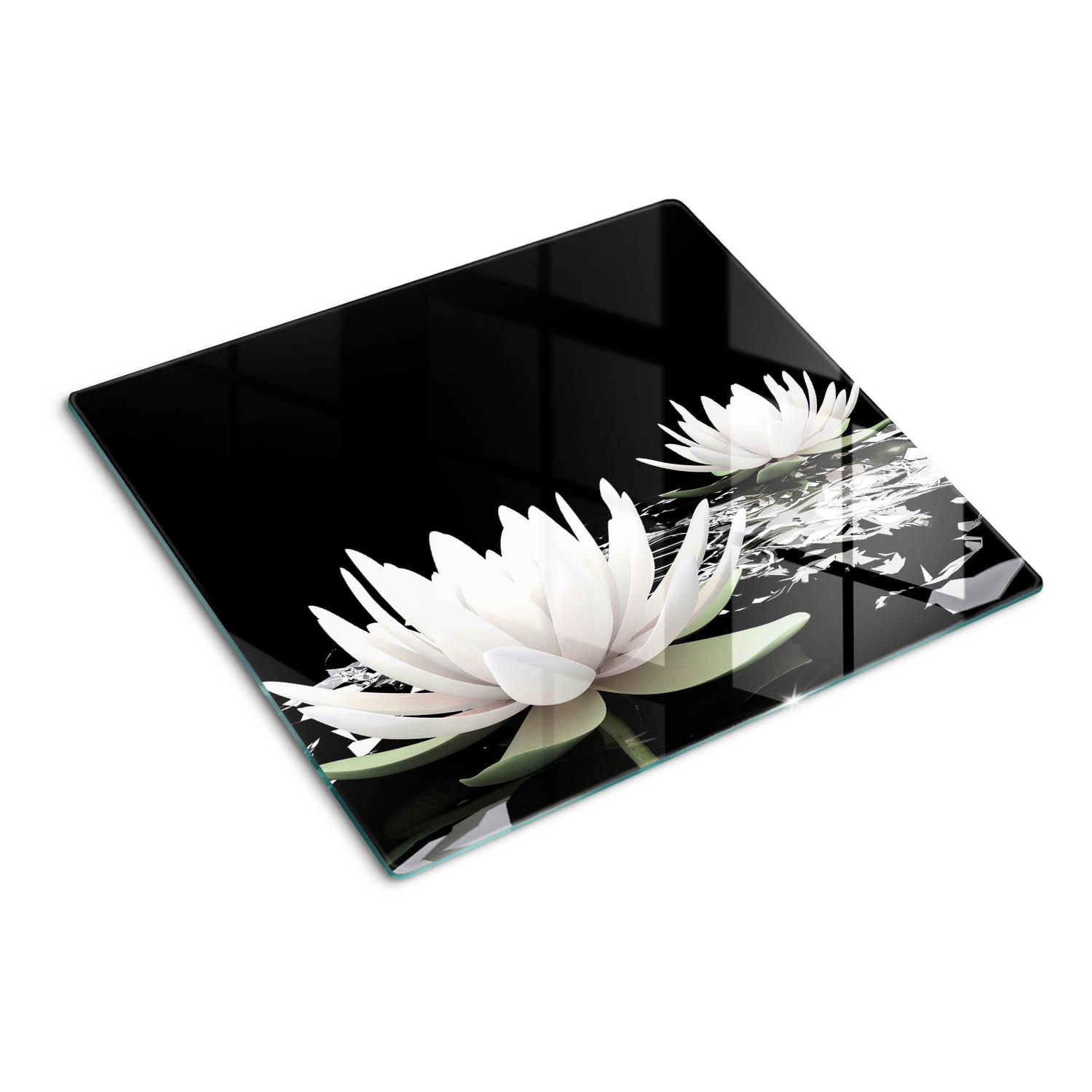GLASPLATTE 60x52 cm Seerosen - Weiß, Glas (60/0.4/52cm) - TULUP