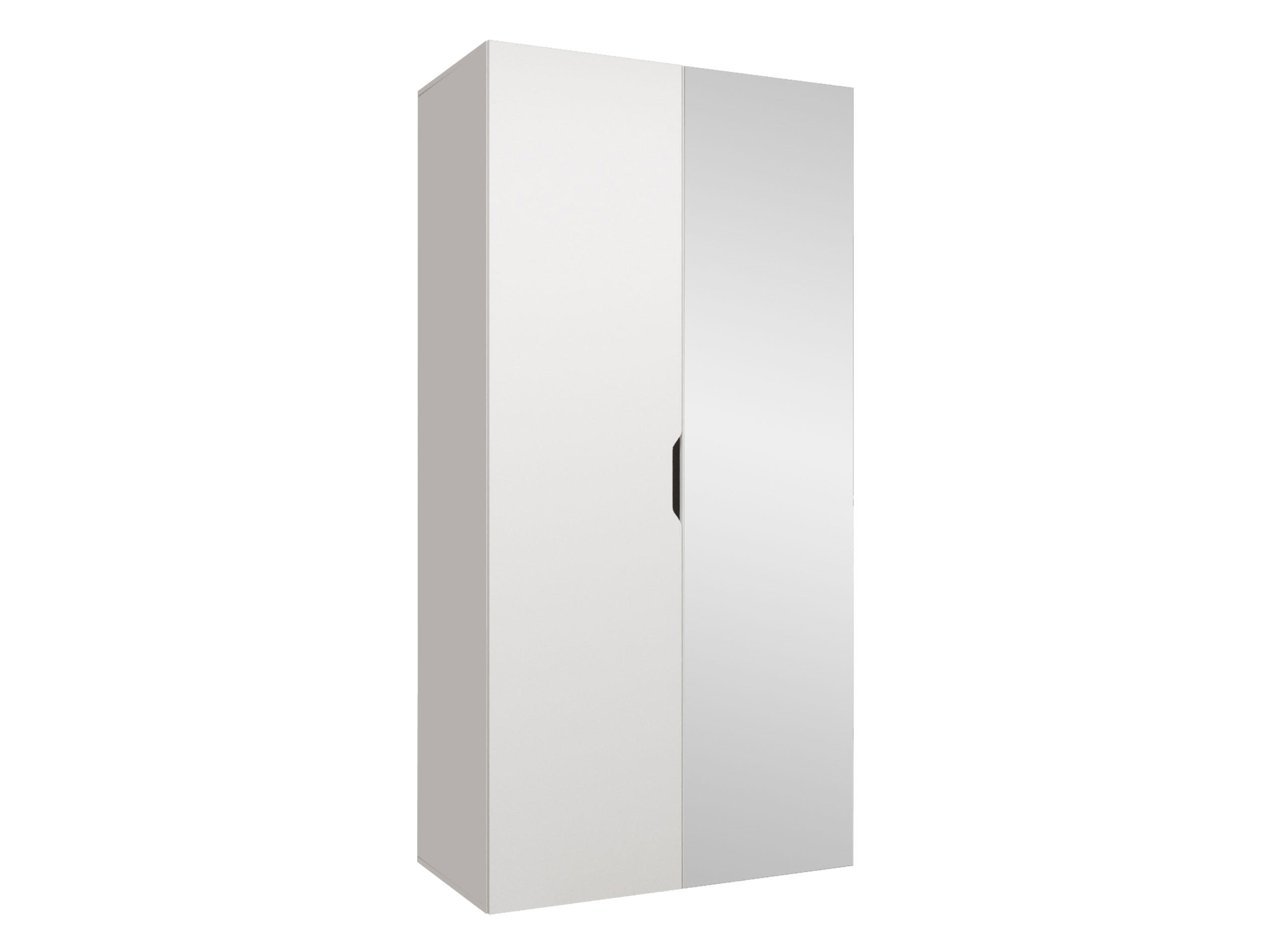 DREHTÜRENSCHRANK Malaga 100 mit Frontspiegel - Weiß, Holzwerkstoff (100/202/52cm) - MIRJAN24
