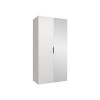 DREHTÜRENSCHRANK Malaga 100 mit Frontspiegel - Weiß, Holzwerkstoff (100/202/52cm) - MIRJAN24