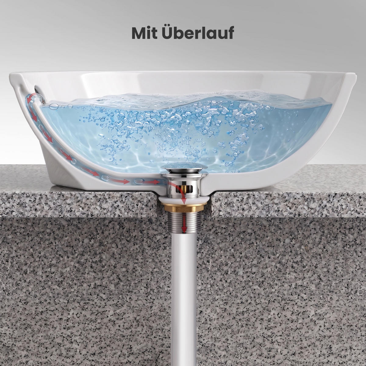 CLICK-CLACK-ABLAUFVENTIL Chrom - Silberfarben, Metall (6.6/10.2/10.2cm) - Akord