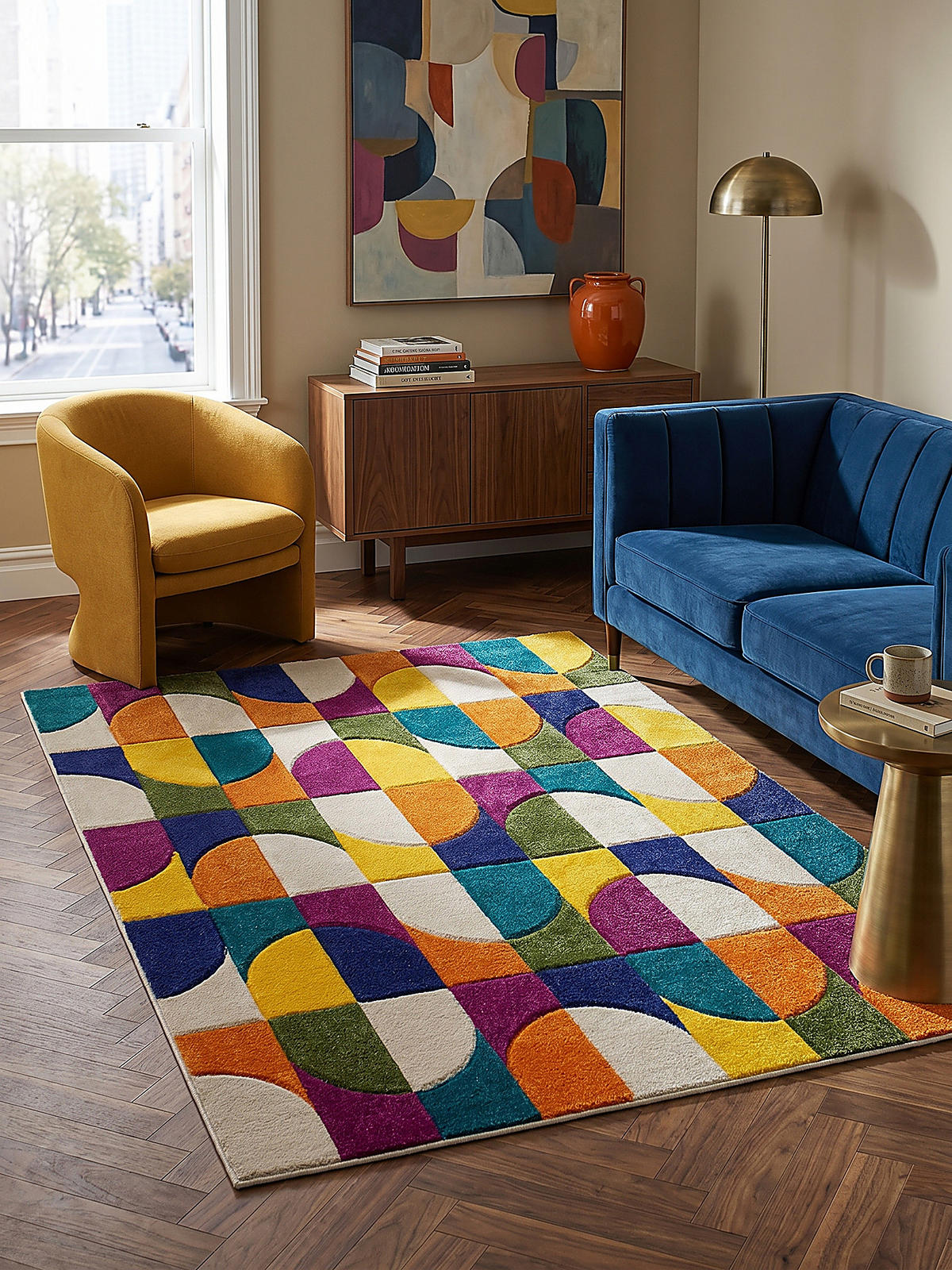 TEPPICH Bunt-Retro-Geometrisch, langlebig QUAGGY, Multi 200x290 cm - Multicolor, Textil (290/200cm) - KADIMA DESIGN