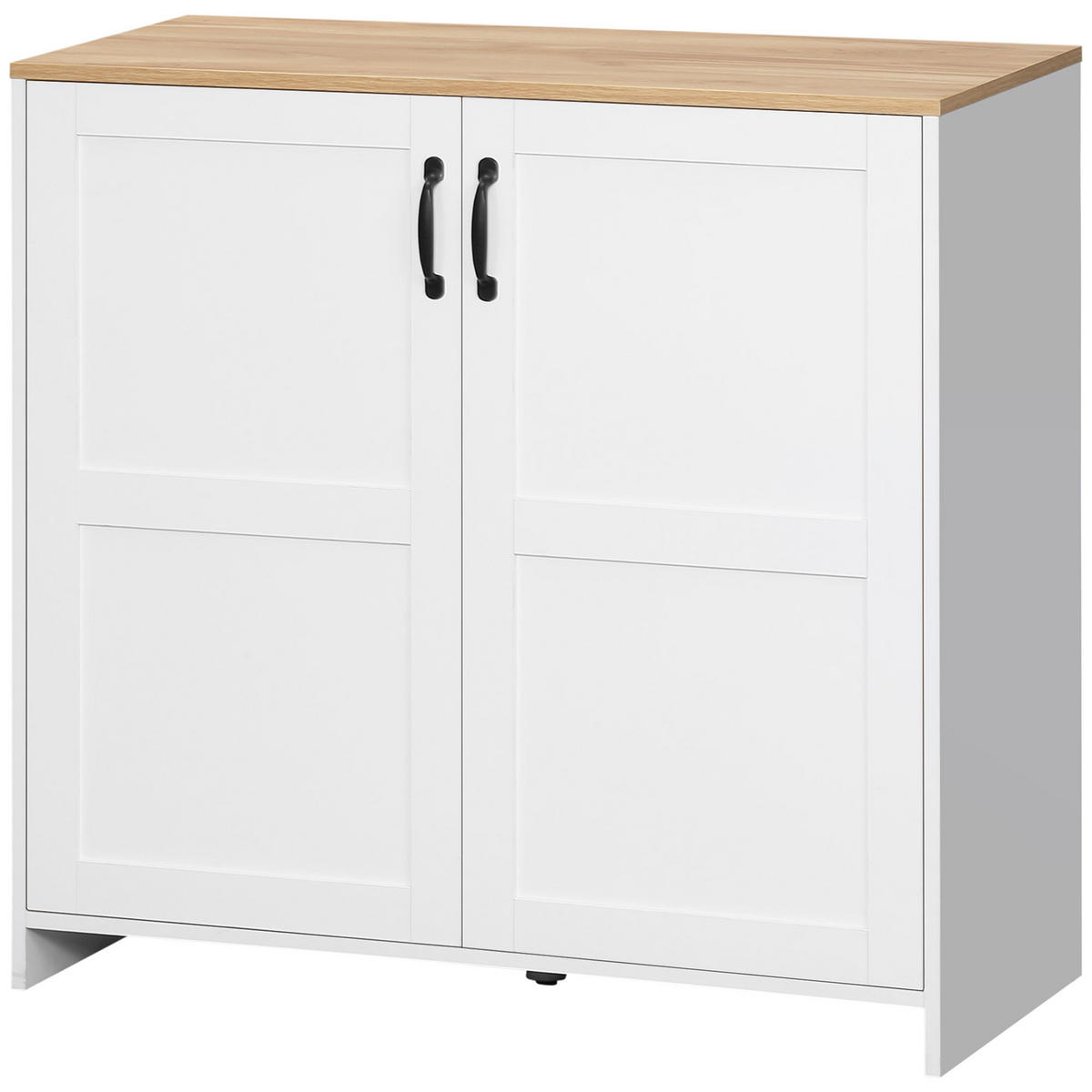 SIDEBOARD DE-11031 2 Türen Weiß/Holzoptik - Weiß, Holzwerkstoff (90/88/39.5cm) - ComfortXL