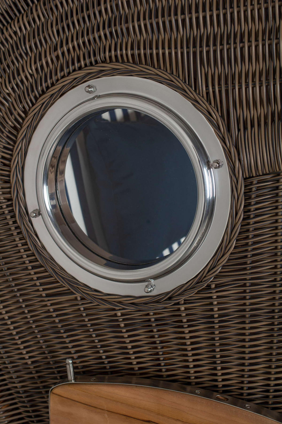 STRANDKORB Düne Single Teak 1-Sitzer - Blau/Braun, Holz/Textil (96/165/80cm) - Mr. Deko