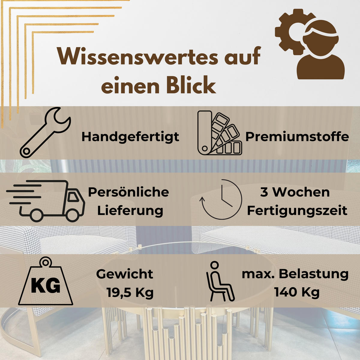DESIGNSESSEL Glam Elegance – Individuell gefertigter Design-Sessel mit Edelstahlrahmen - Smaragdgrün/Goldfarben, Textil/Metall (75/71/68cm) - Fortisline