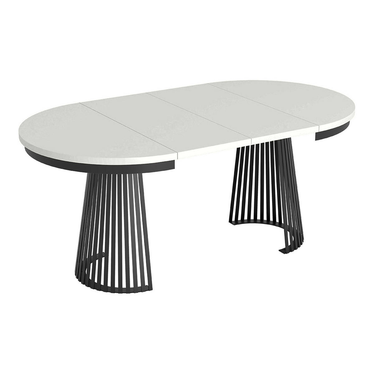 ESSTISCH Garda rund ausziehbar 100-180 x 100 x 76,6 cm Alpinweiß/Schwarz - Schwarz/Weiß, Holzwerkstoff (100/100/76.6cm) - Koseto