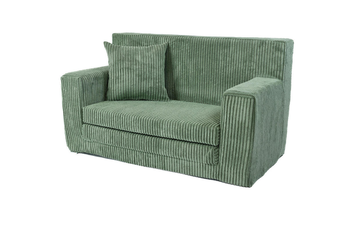 KINDERSOFA aus Kuschel-Cord in Hellgrün - Hellgrün, Textil (83/47/43cm) - Fortisline