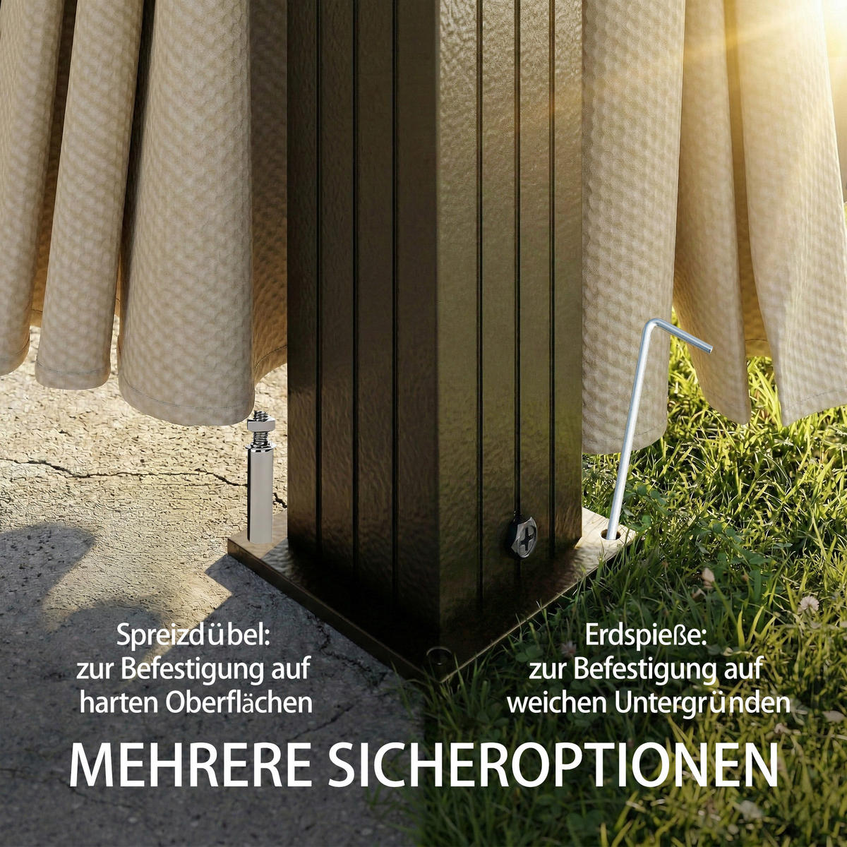 PAVILLON Polyester Aluminium Braun - Braun, Textil/Metall (301/280/301cm) - Outsunny