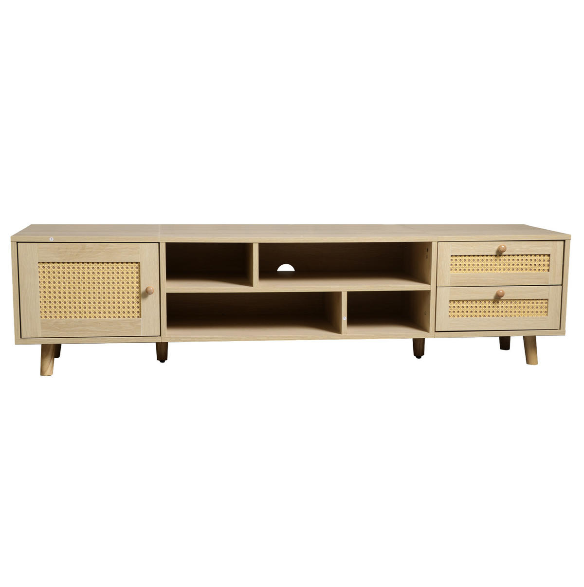 TV-LOWBOARD 160/39/40,5 cm mit 2 Schubladen und Kabeldurchlass - Naturfarben, Holzwerkstoff (160/40/39cm) - BEAOK