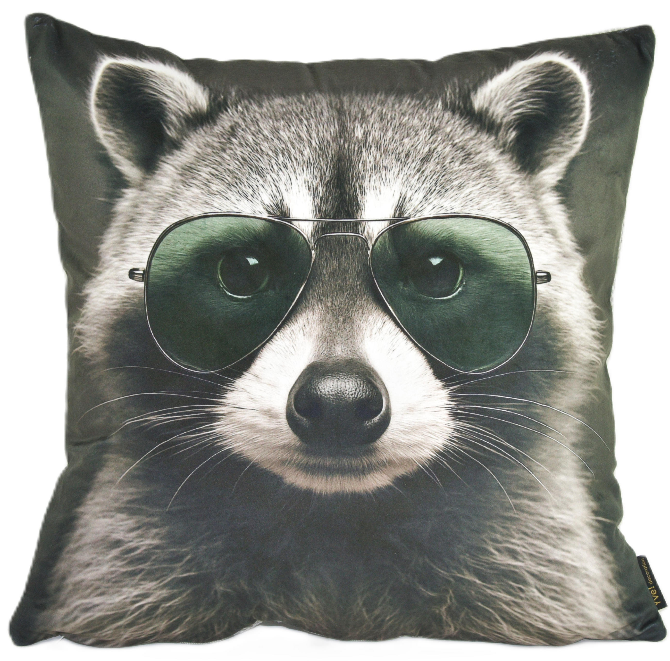 KISSENHÜLLE WASCHBÄR BILL Brille - Blaugrau, Textil (45/45cm) - Yve! decoration