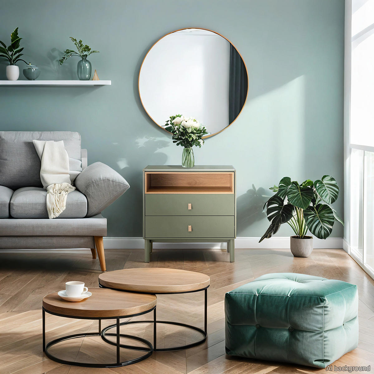 KOMMODE - Breite 80 cm - Braun/Olivgrün, Holz/Holzwerkstoff (80/80/40cm) - home24