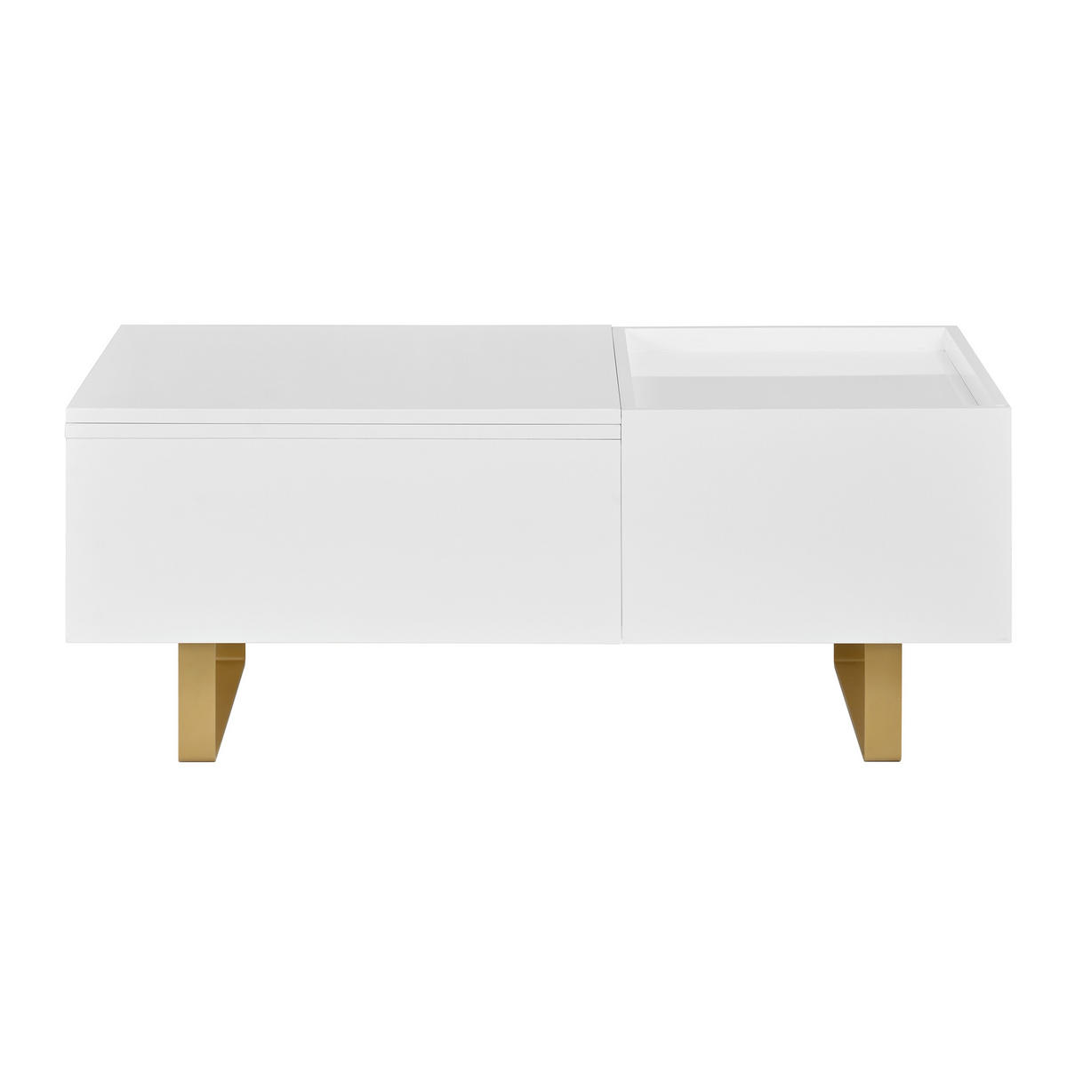 COUCHTISCH DE-37070 höhenverstellbar mit Schublade und U-Füßen Weiß - Weiß, Holzwerkstoff (100/50/54.5cm) - ComfortXL