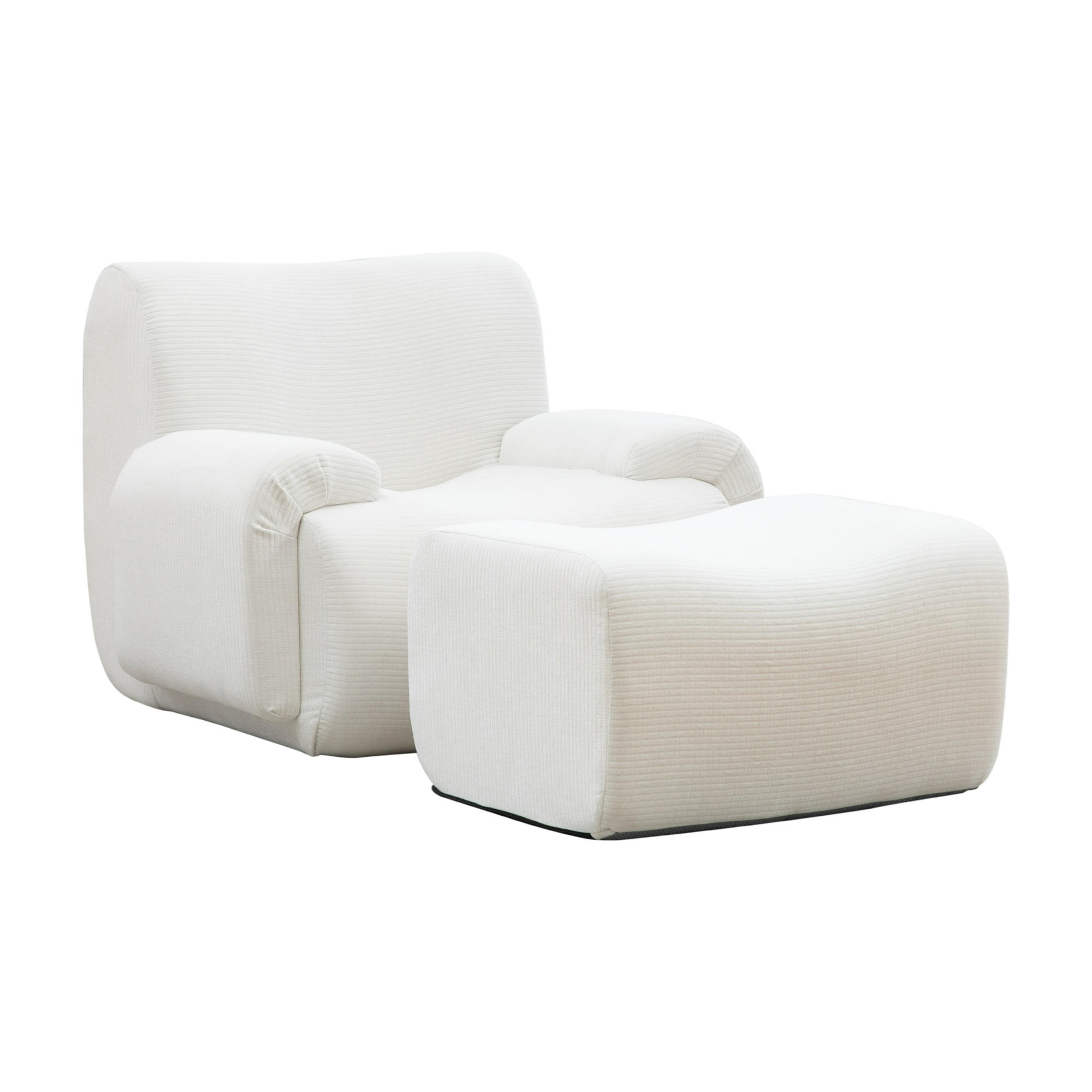 SESSEL DE-35123 mit Hocker Ivory - Weiß, Textil (94/78.5/113cm) - ComfortXL