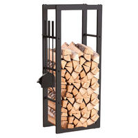 KAMINHOLZREGAL mit Besteck für Innen Metall Schwarz Stehend Modern - Schwarz, Metall (40/100/25cm) - DanDiBo