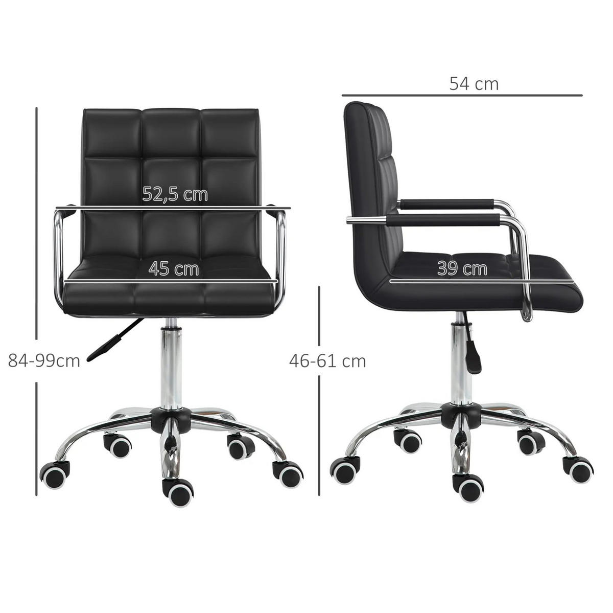 DREHSTUHL 46/61 cm Schwarz aus PVC höhenverstellbar - Schwarz, Kunststoff (54/99/52.5cm) - OKMYHOME