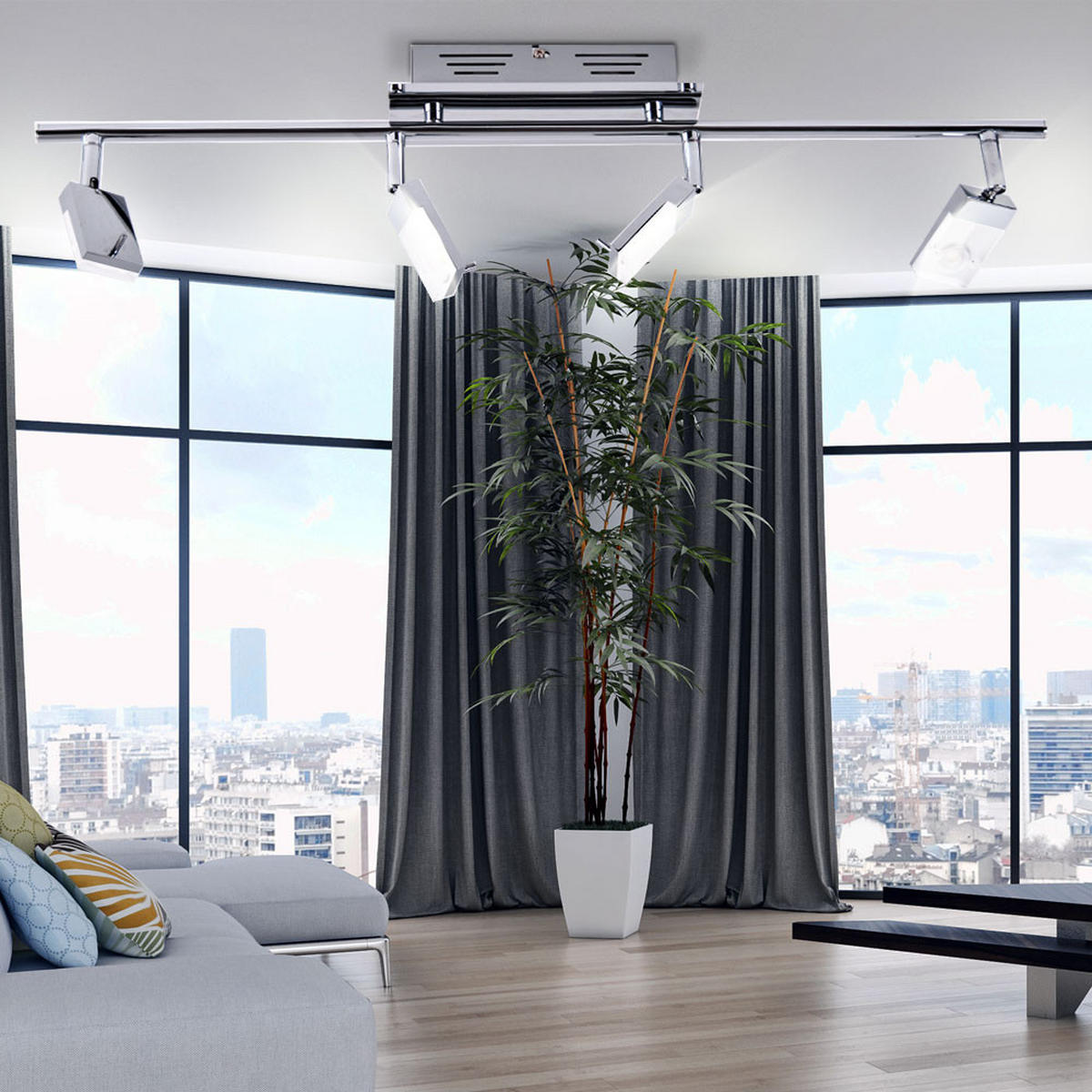 LED DECKENLEUCHTE Metall Chrom Silber - Silberfarben, Metall (67/17/17cm)