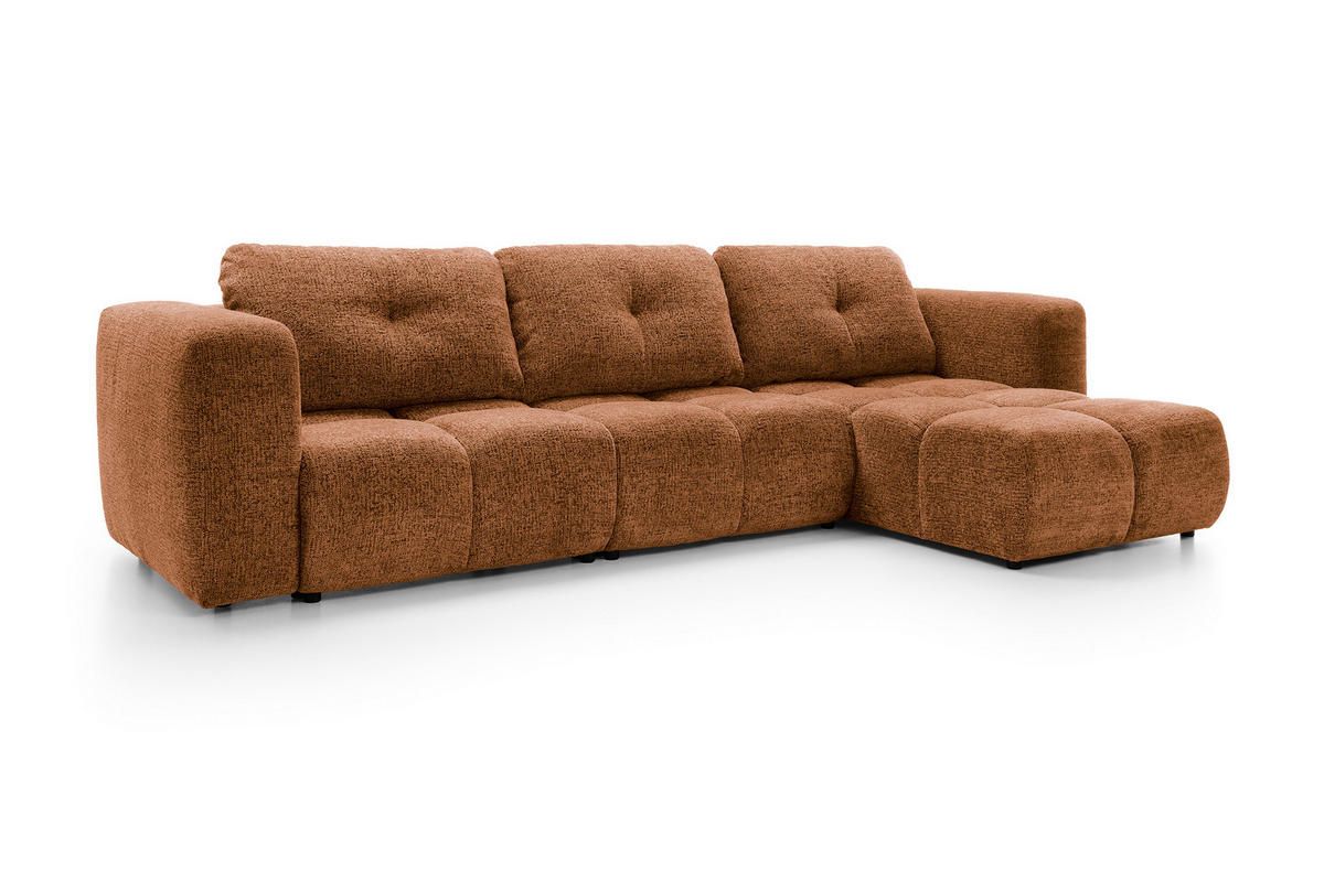 ECKSOFA ARTE 03 Orange Chenille mit Schlaffunktion - Orange, Holz (336/177cm) - MASSENO