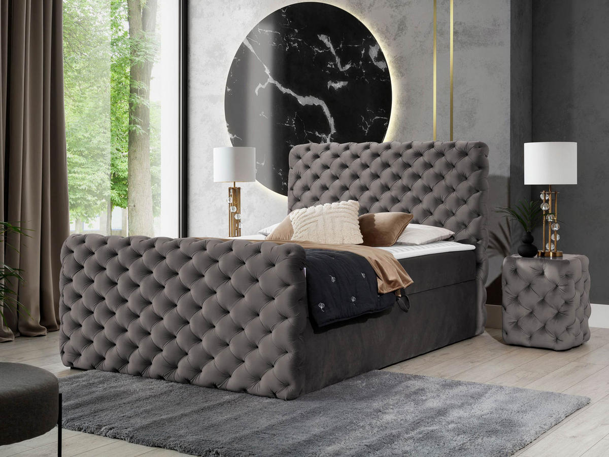 BOXBETT Chesterfield Lux - Braun, Holz (180/200cm) - MIRJAN24