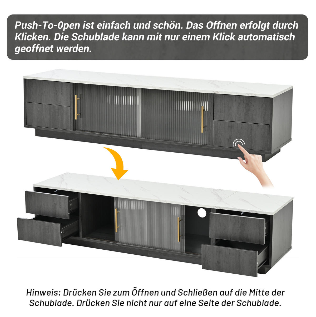 TV-LOWBOARD 160/40/38,5 cm mit 4 Schubladen und Kabeldurchlass - Grau, Holzwerkstoff (160/38.5/40cm) - BEAOK