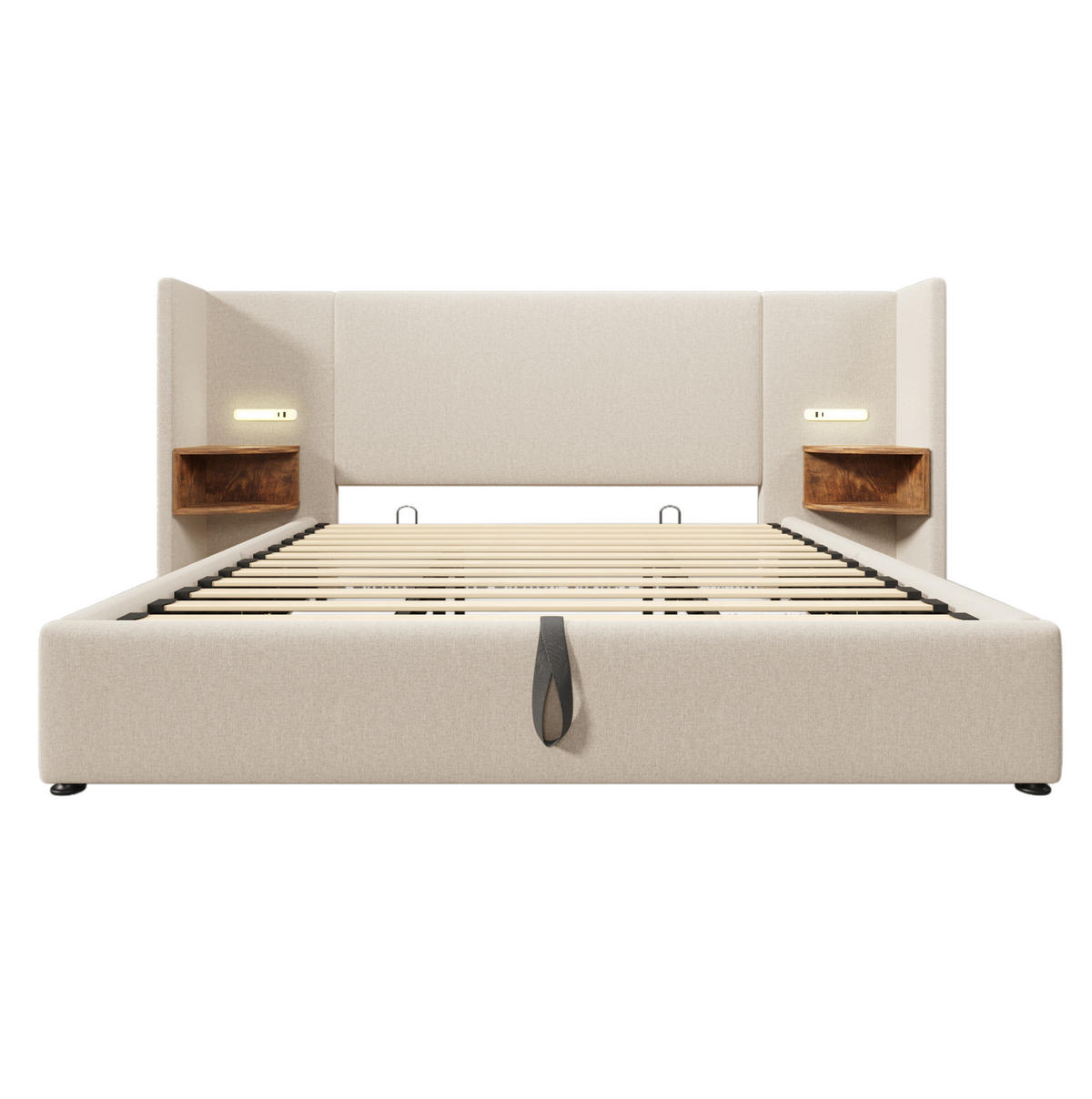 POLSTERBETT 180/200 cm Beige aus Leinen mit Stauraum - Beige, Textil (180/200cm) - OKMYHOME