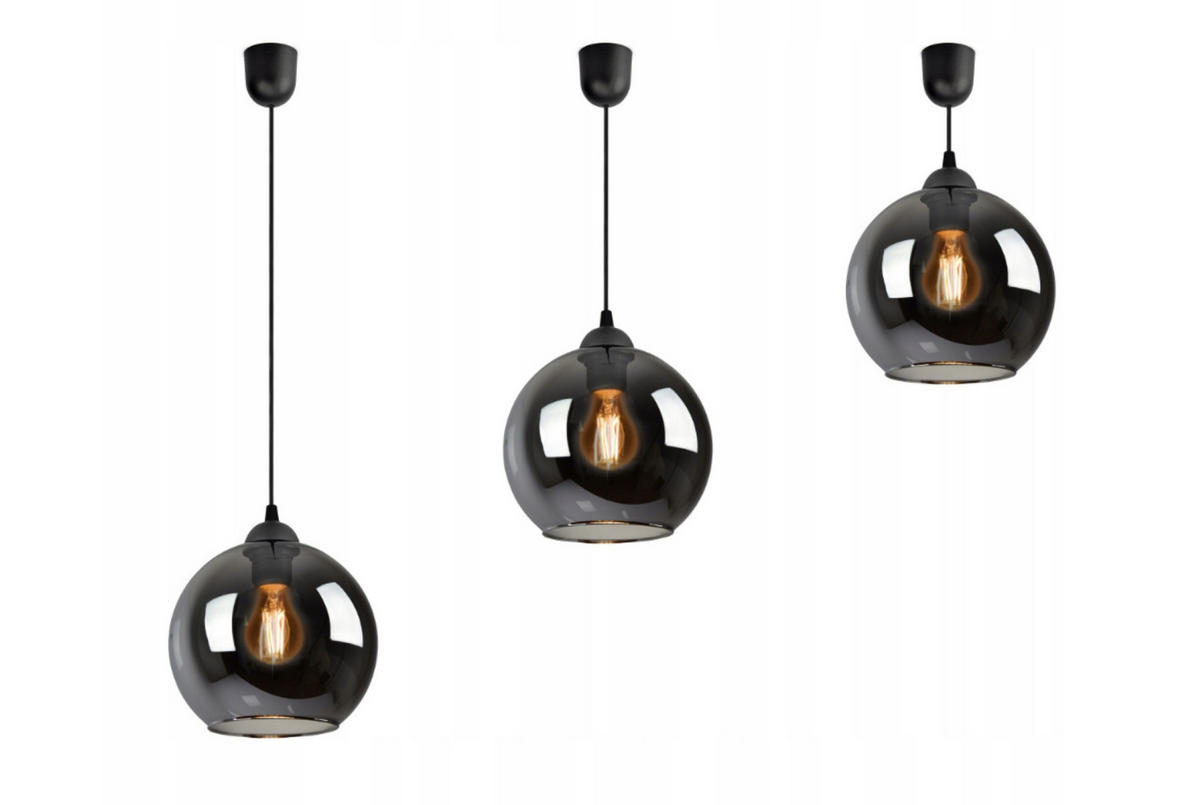 PENDELLEUCHTE HAGEN - Transparent/Anthrazit, Glas/Metall (20/20/80cm) - kiki design